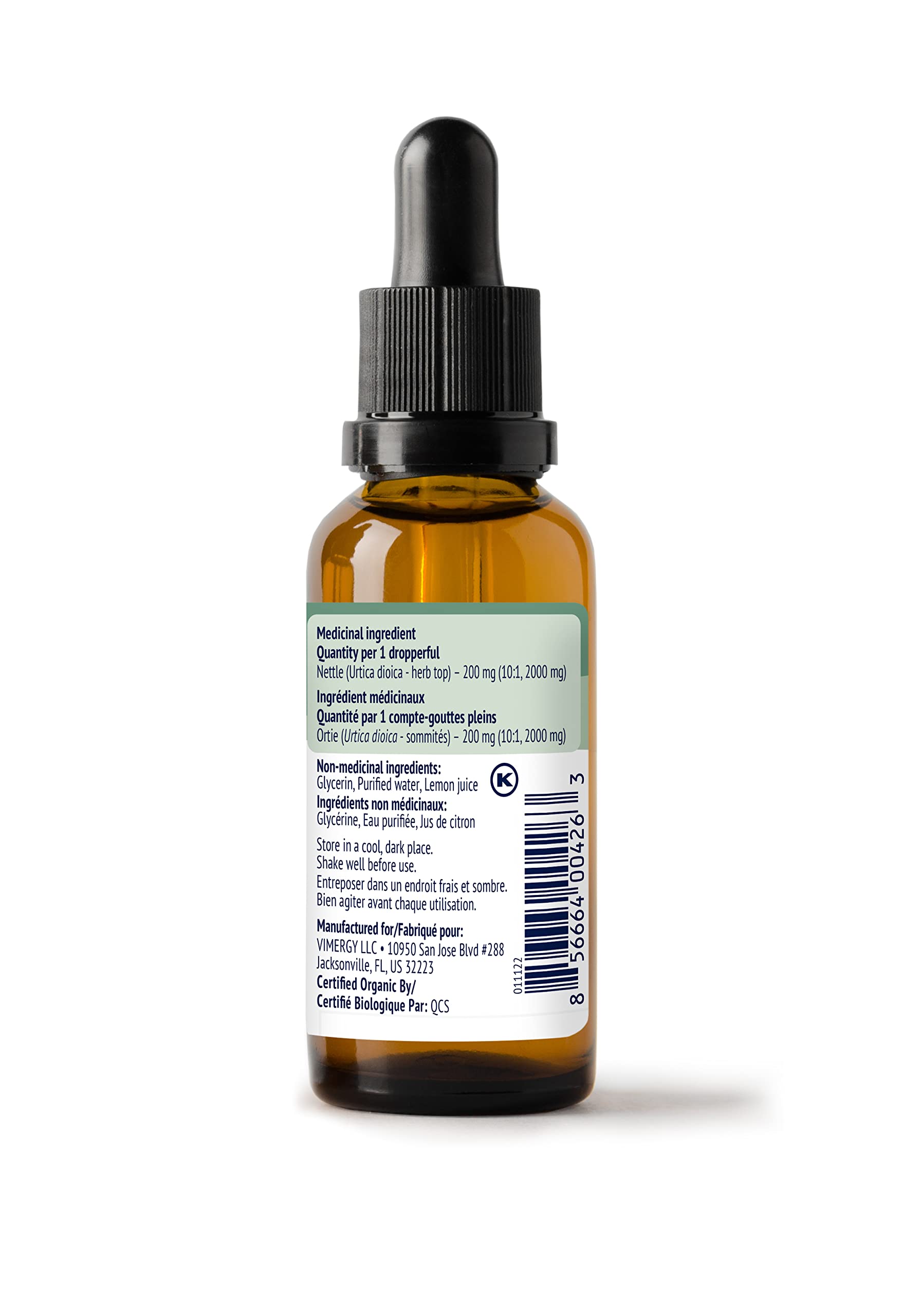 Vimergy Nettle ingredient panel emphasizes a simple 4 ingredient formula.