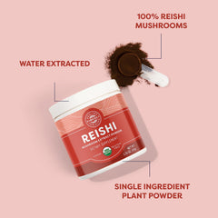 Vimergy Reishi packaging highlights organic, vegan, and gluten-free credentials.