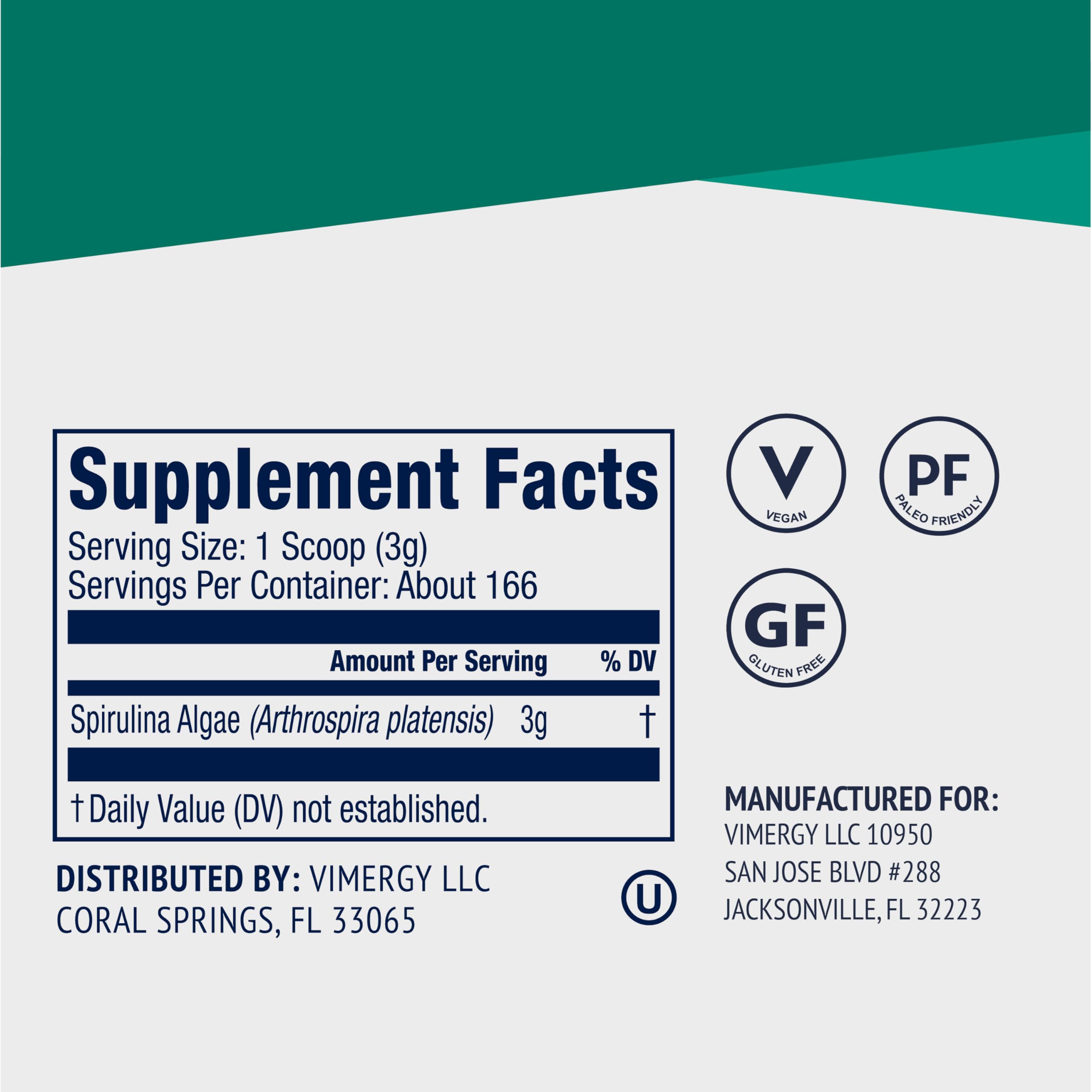 Vimergy Spirulina Powder blended into a smoothie for a nutrient boost.
