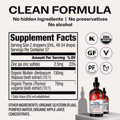 Vimergy Total Immune Blend label close-up showcases clean, organic formula.