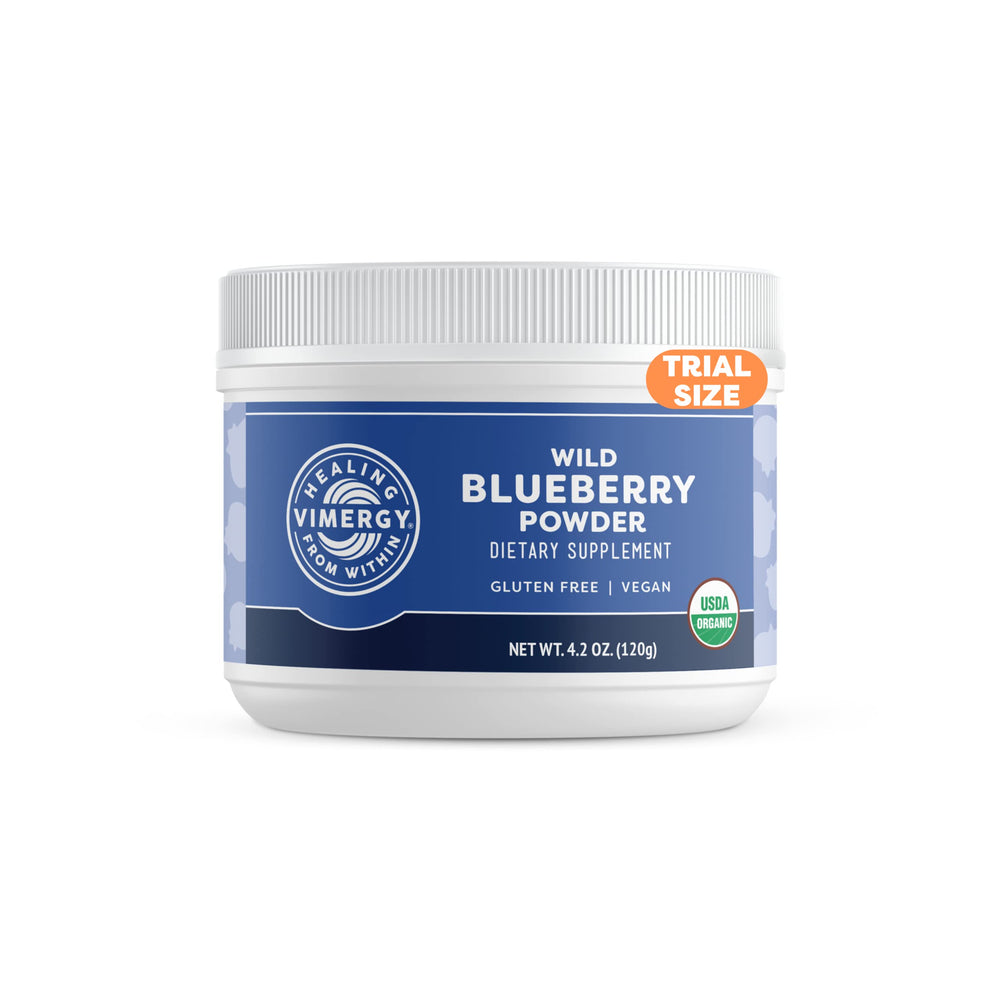 Vimergy Wild Blueberry Powder—80 berries per serving to boost nutrition.