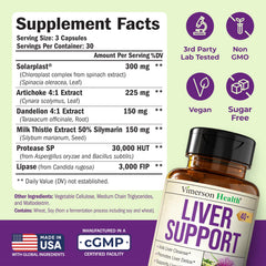 Vimerson Health artichoke extract capsules shown for liver-friendly support and bile flow.