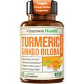 Vimerson Health Ginkgo Biloba & Turmeric Curcumin Supplement with Black Pepper – Focus, Memory & Joint Health – 60 Vegan Capsules