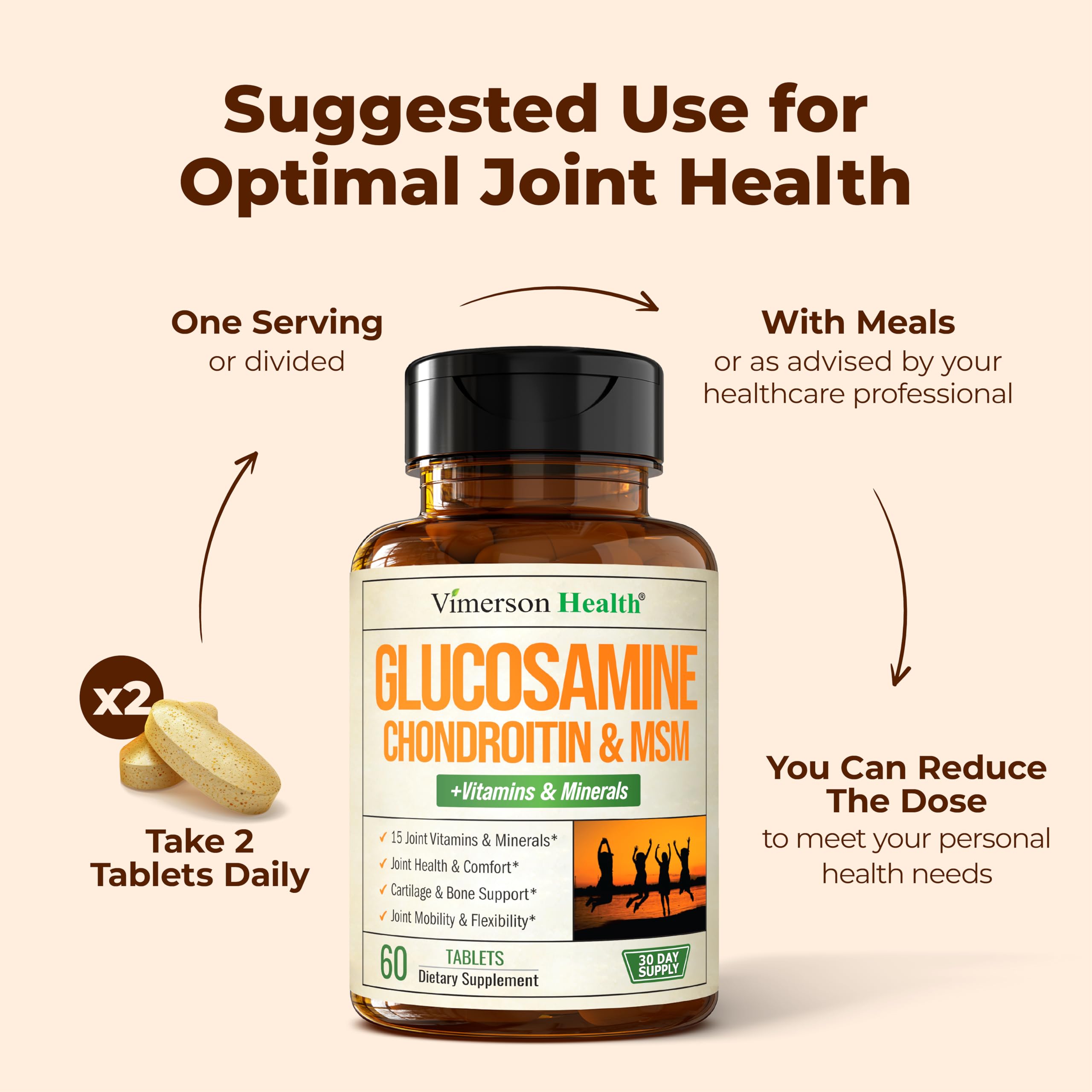 Ingredients chart of Vimerson Health glucosamine chondroitin msm