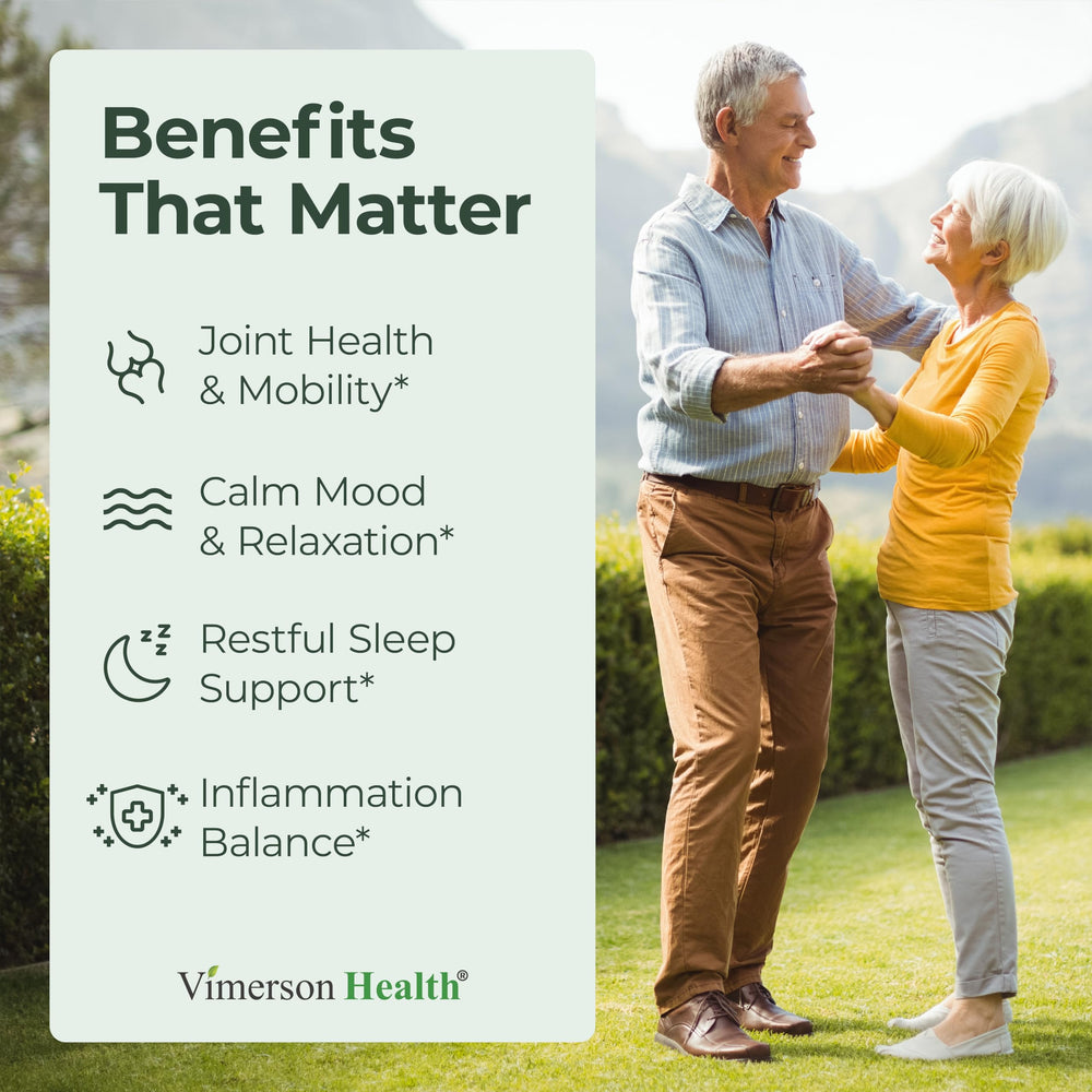 Vimerson Health hemp seeds bottle showing natural omegas for skin and overall health.