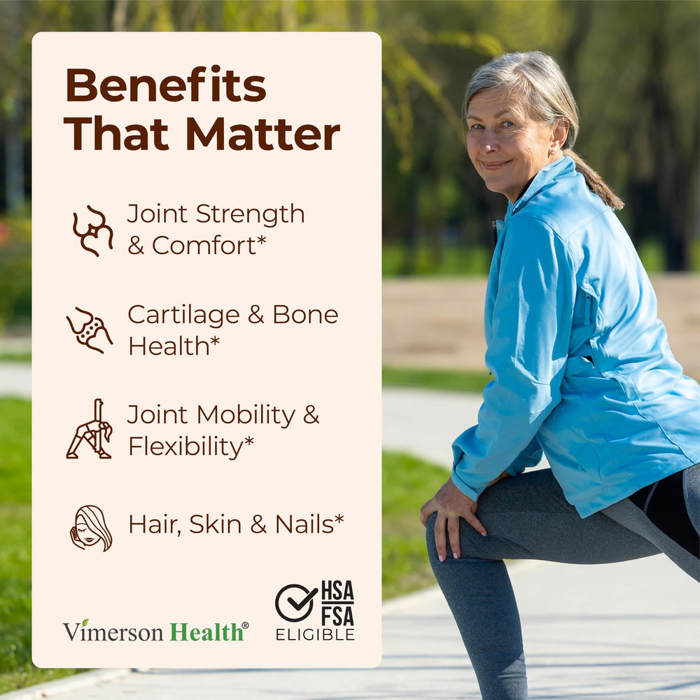 Vimerson Health hydrolyzed collagen peptides capsules for smoother movement.