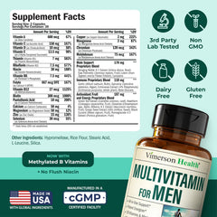 Vimerson Health Men’s Multivitamin capsules pour for easy daily energy support.