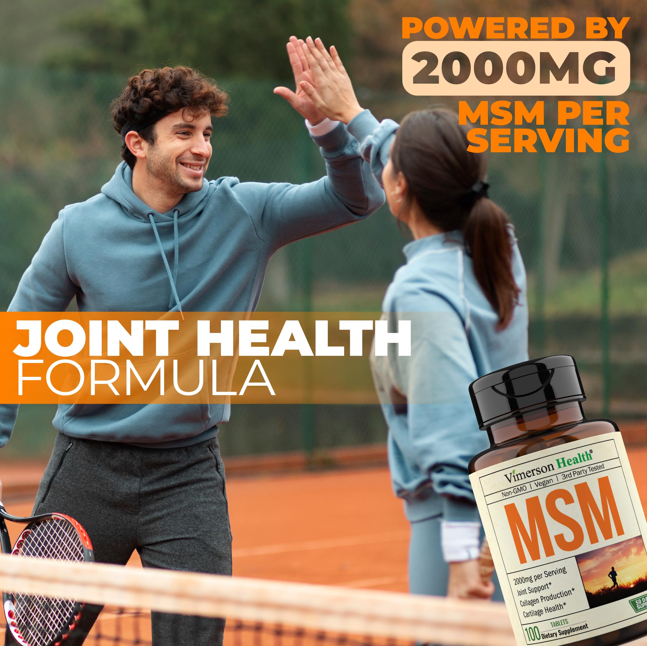 Vimerson Health MSM 2000mg capsules ready to support joints