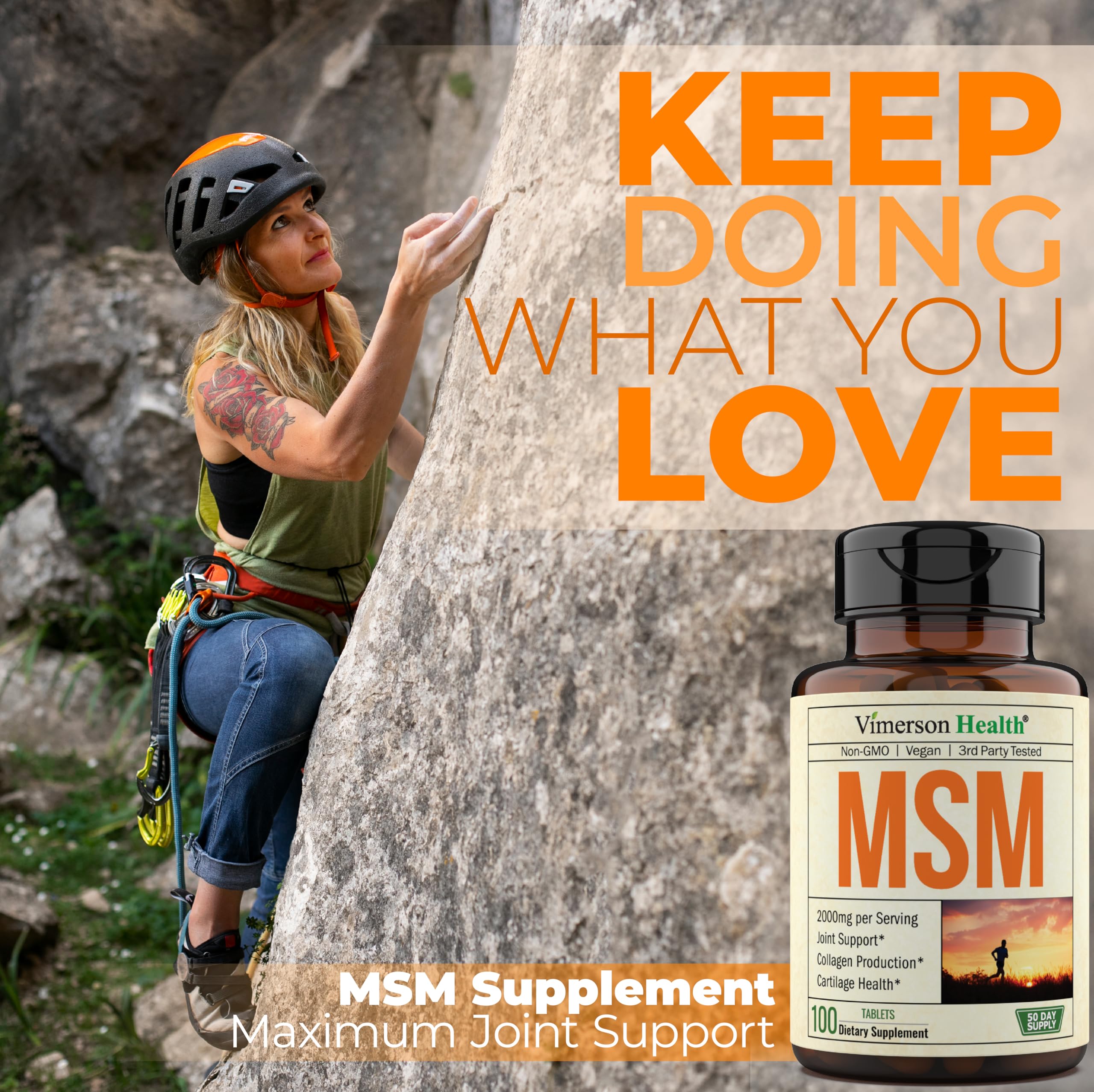 On-the-go Vimerson Health MSM 2000mg bottle for travel