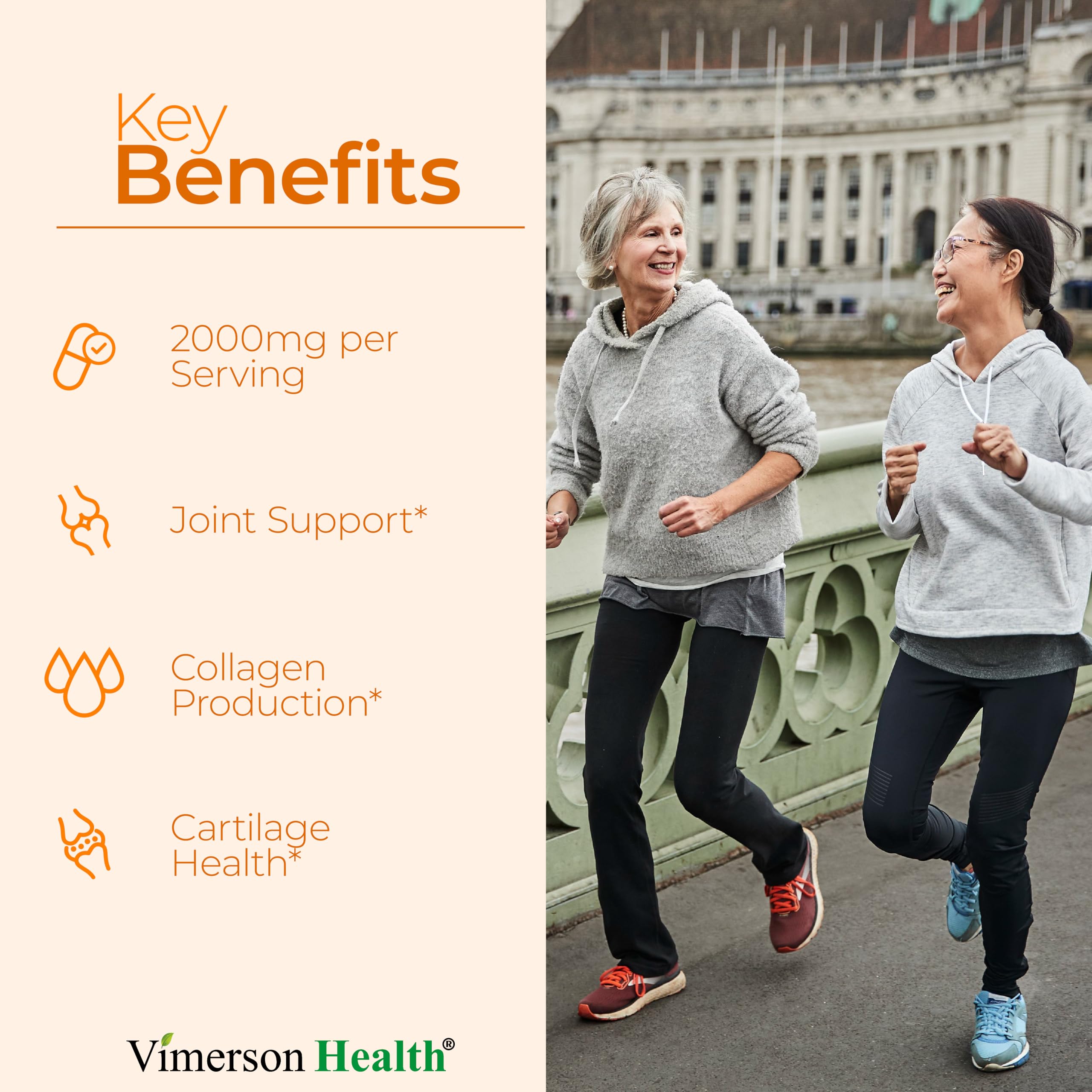 Close-up of Vimerson Health MSM 2000mg tablets aiding mobility