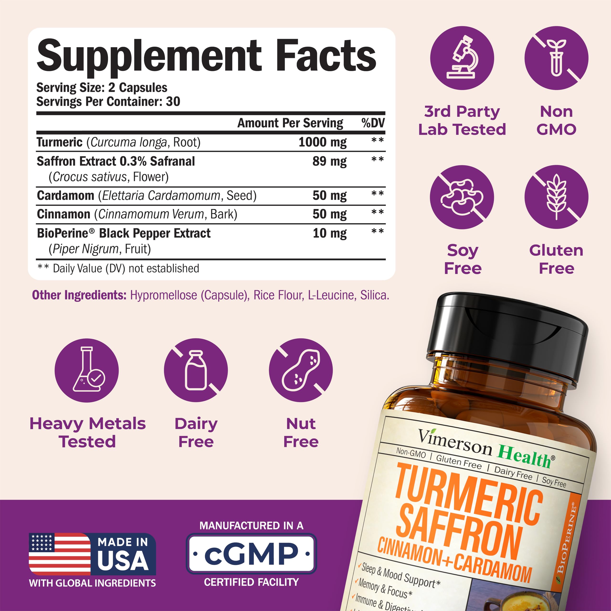 Vimerson Health saffron-turmeric bottle with cinnamon sticks for eye health