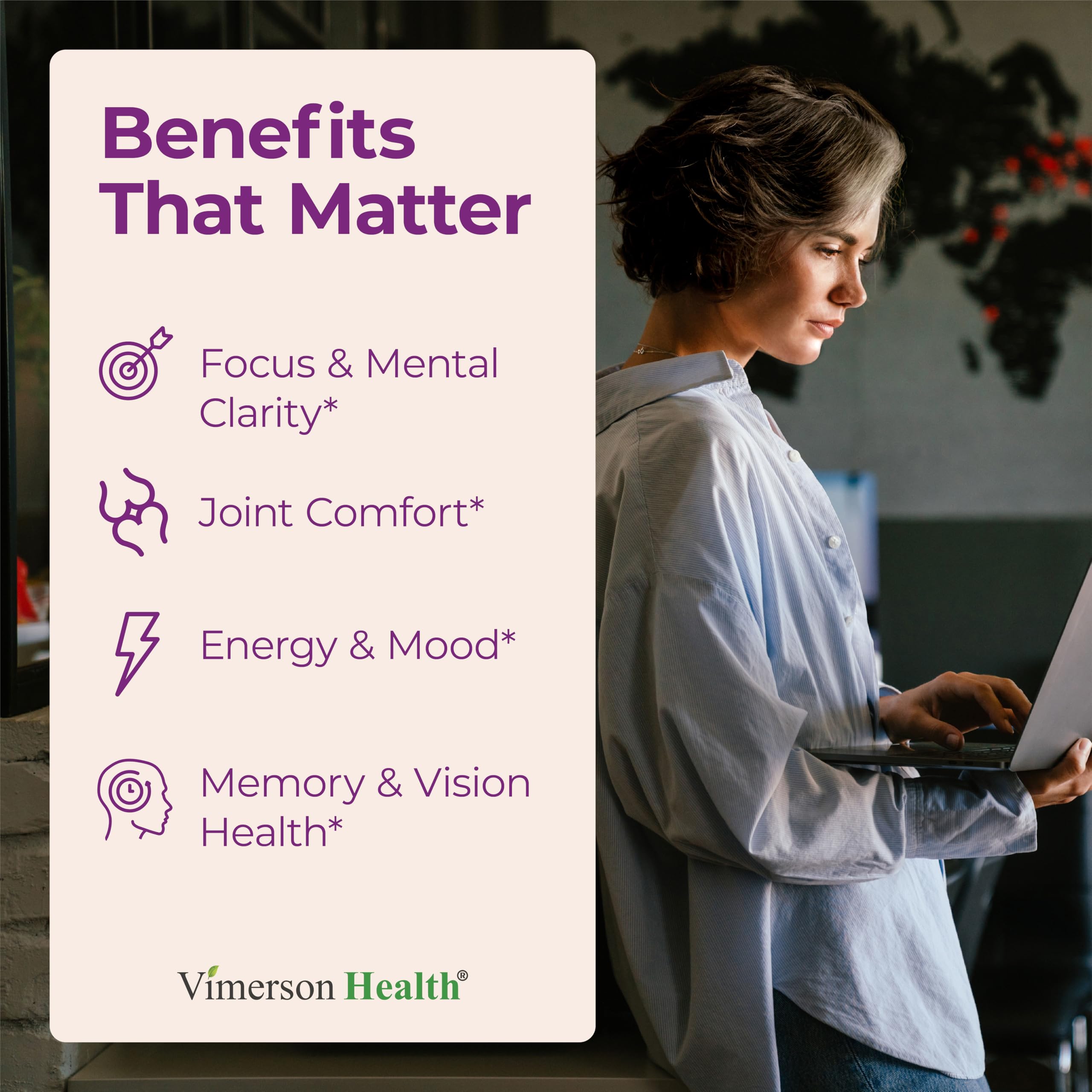 Vimerson Health saffron-turmeric capsules on a tray for memory focus