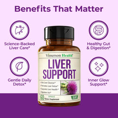 Vimerson Health capsules close-up showing vegan formula for gentle detox.