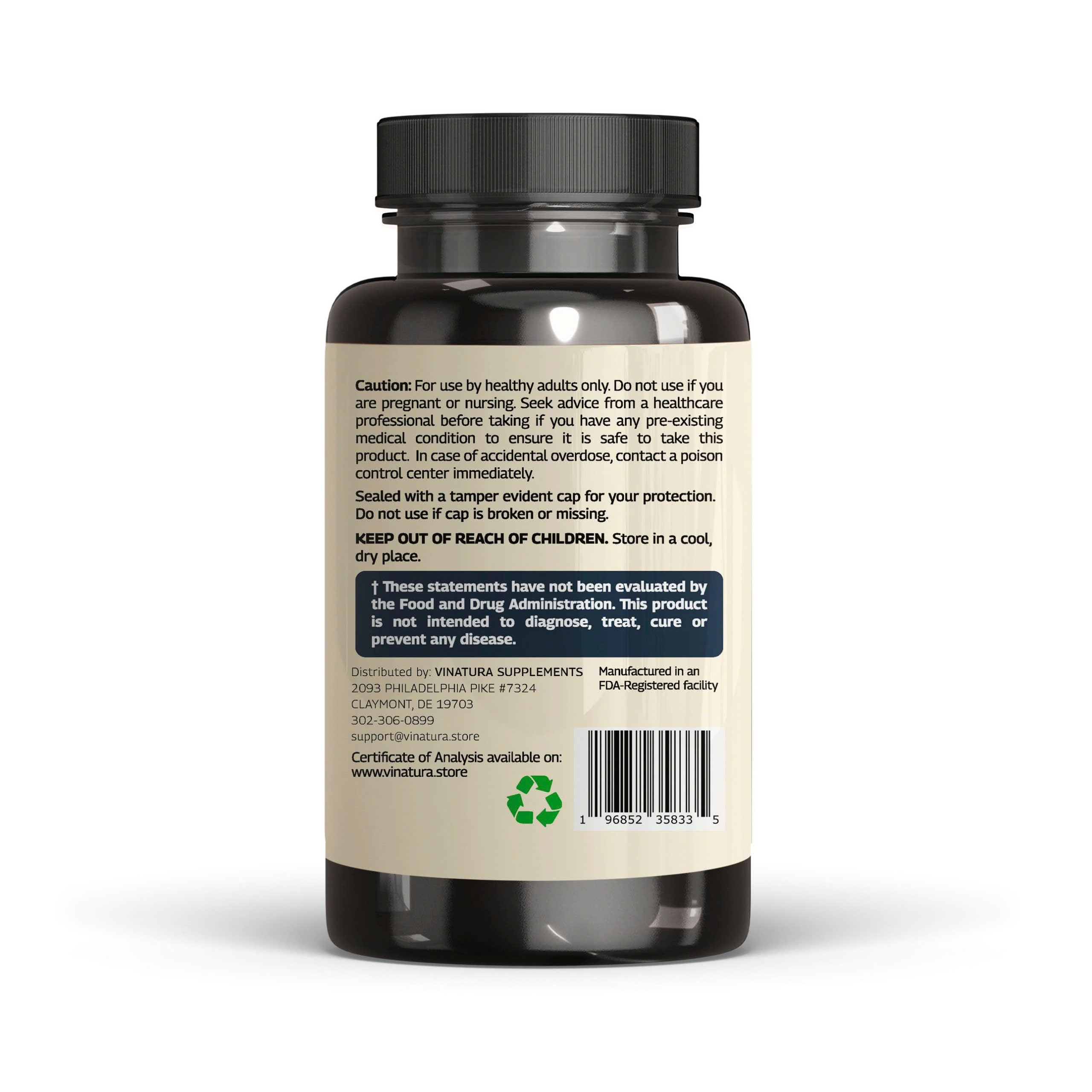 VINATURA back-label details ingredients and dosage for informed routines.