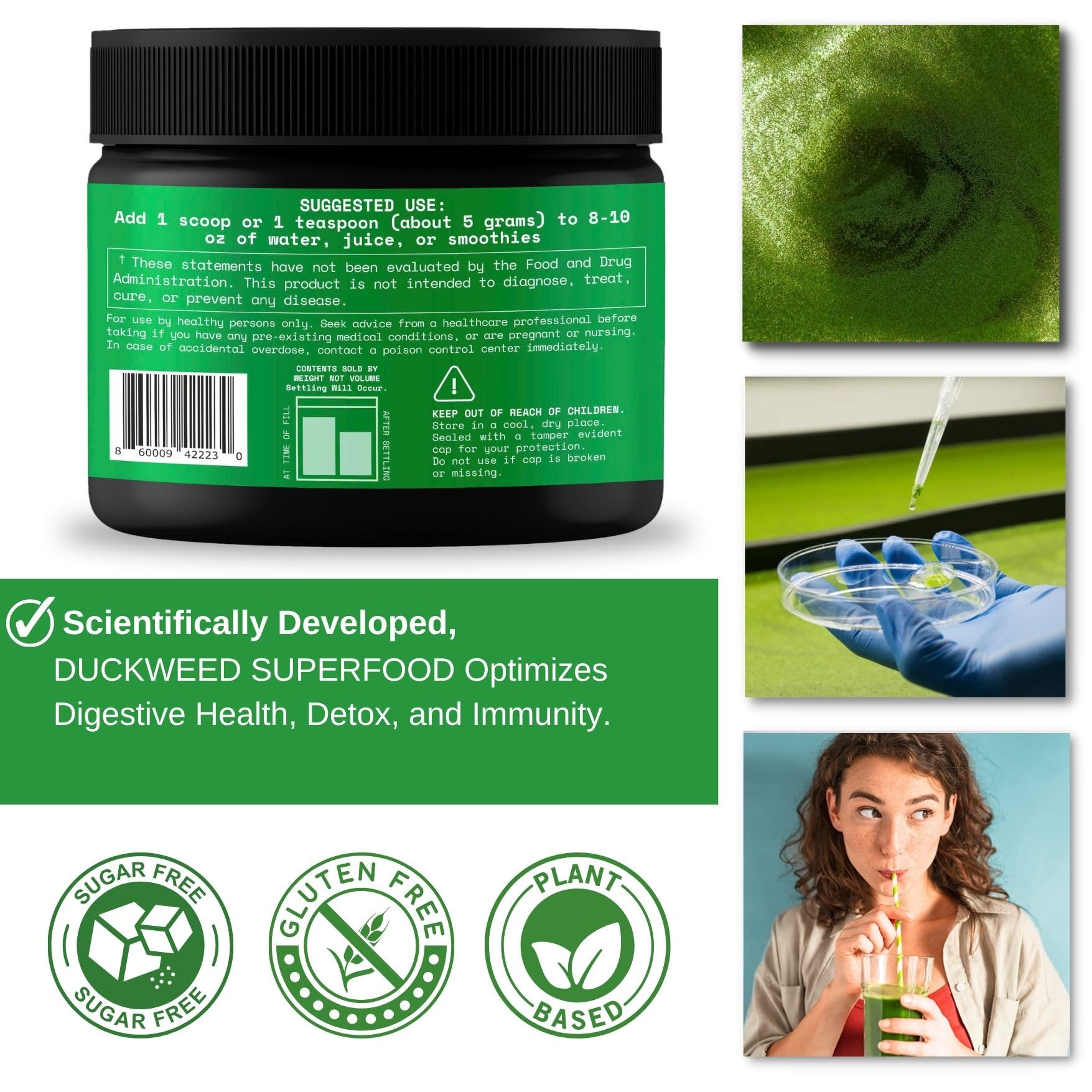 VINATURA Duckweed Powder in a green smoothie, boosting nutrient density.