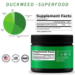 VINATURA Duckweed Powder packaging on a kitchen counter for daily greens.
