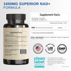 Close-up of Vinatura NAD capsules for cellular energy support.