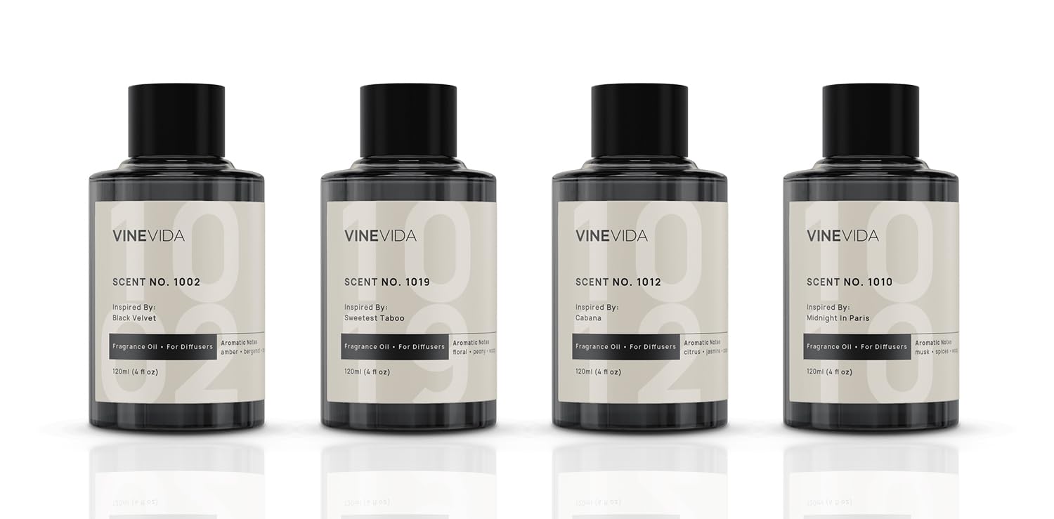 VINEVIDA No1002 diffuser bottle close-up for a luxurious hotel-like ambiance at home.