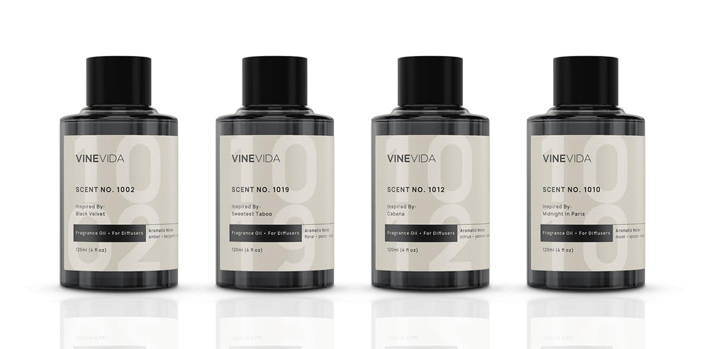 VINEVIDA No1002 diffuser bottle close-up for a luxurious hotel-like ambiance at home.