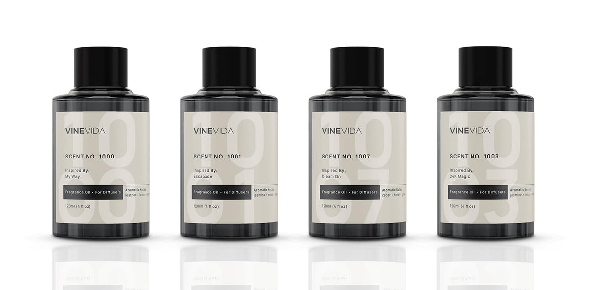 VINEVIDA No1000 bottle close-up for premium hotel-like ambiance at home.