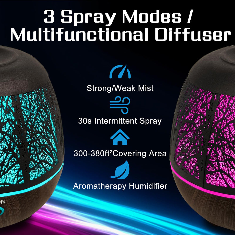vinfucher metal-design diffuser with seven color lights adds ambiance