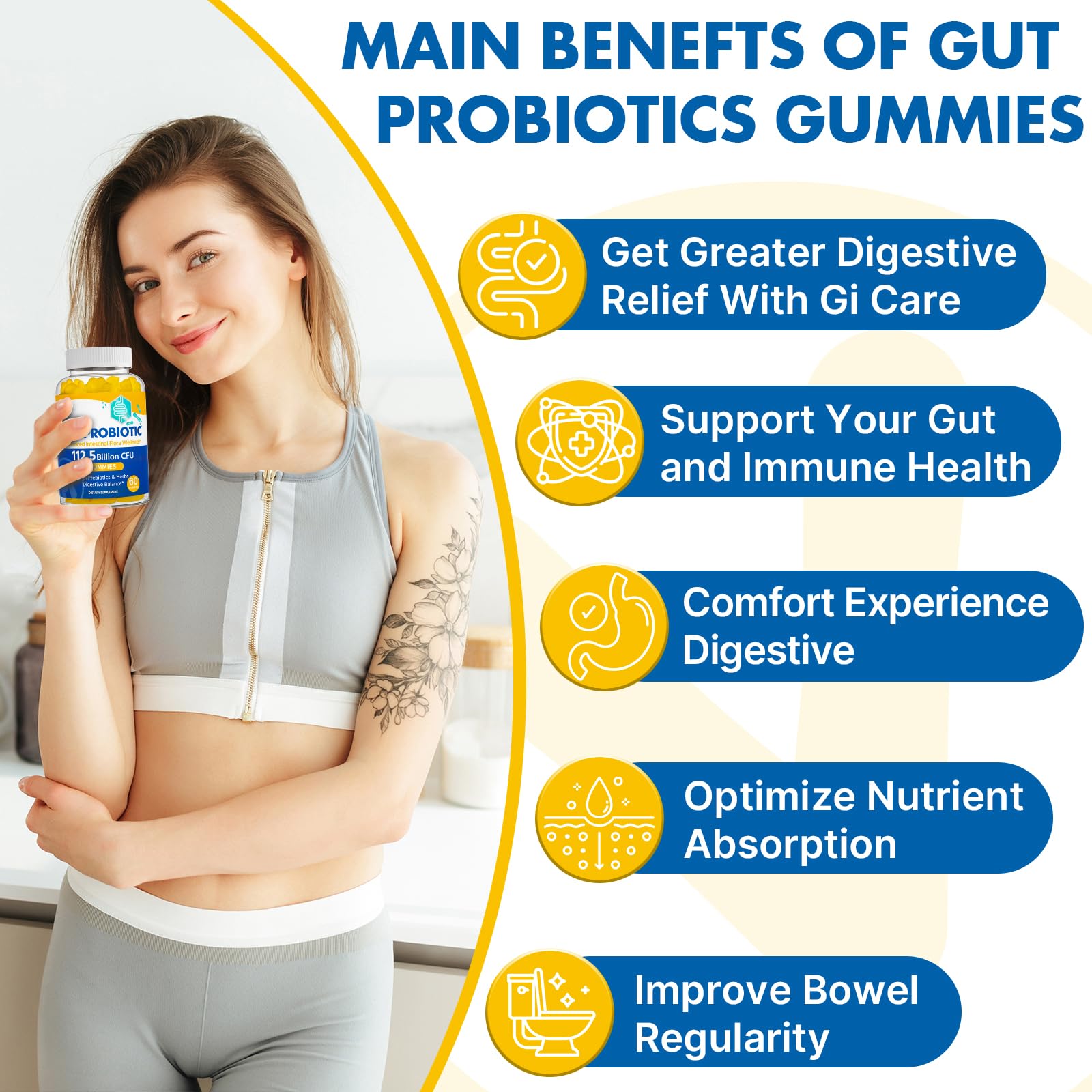 VIOAFSLSE Gut Health Gummies 8-strains label shows strain diversity.