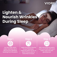 VIORY Forehead Patches worn on the brow during sleep may soften fine lines.