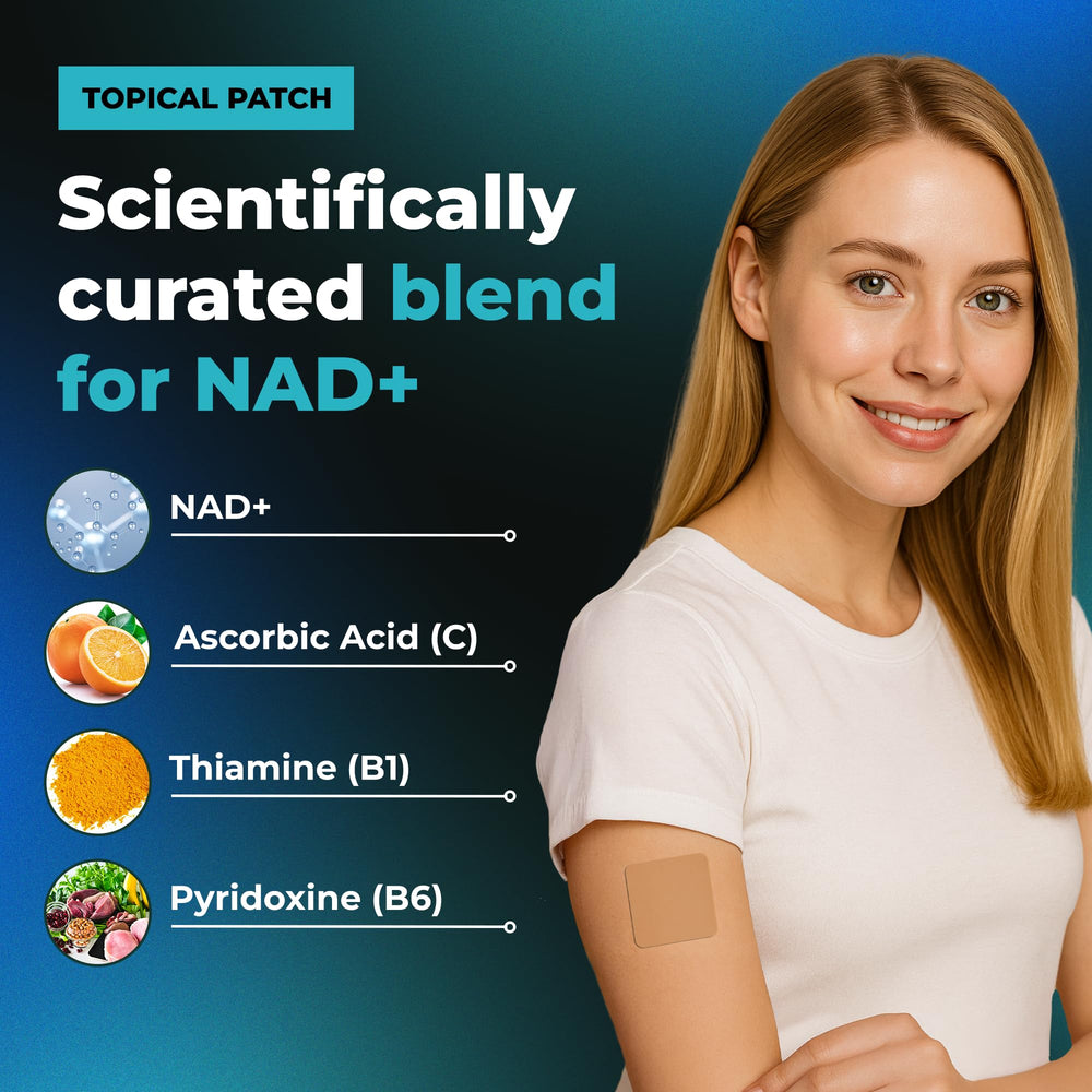 VIORY NAD+ patch adhesive closeup for secure wear.