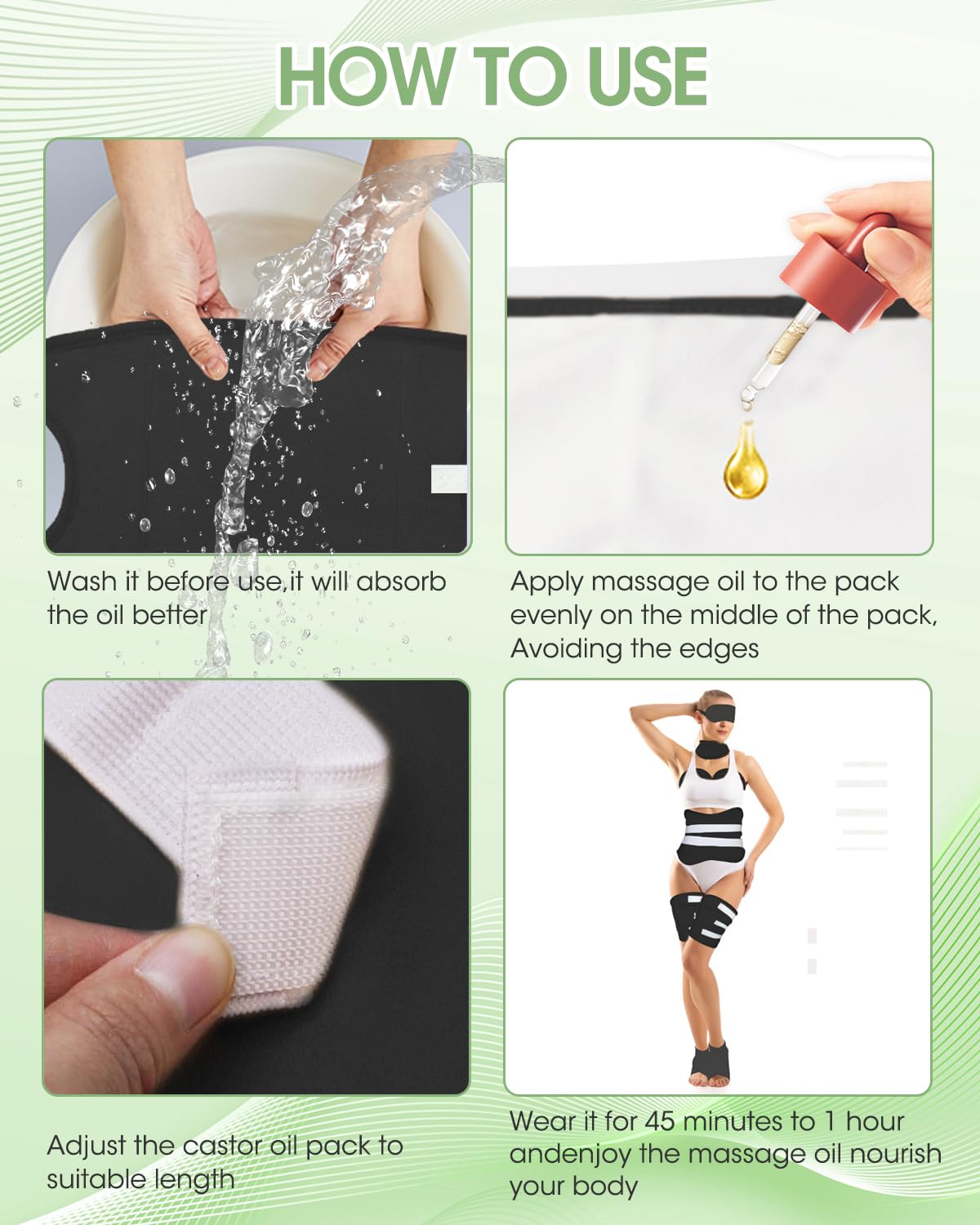 Viowey arms and legs castor oil pack for versatile full-body use.