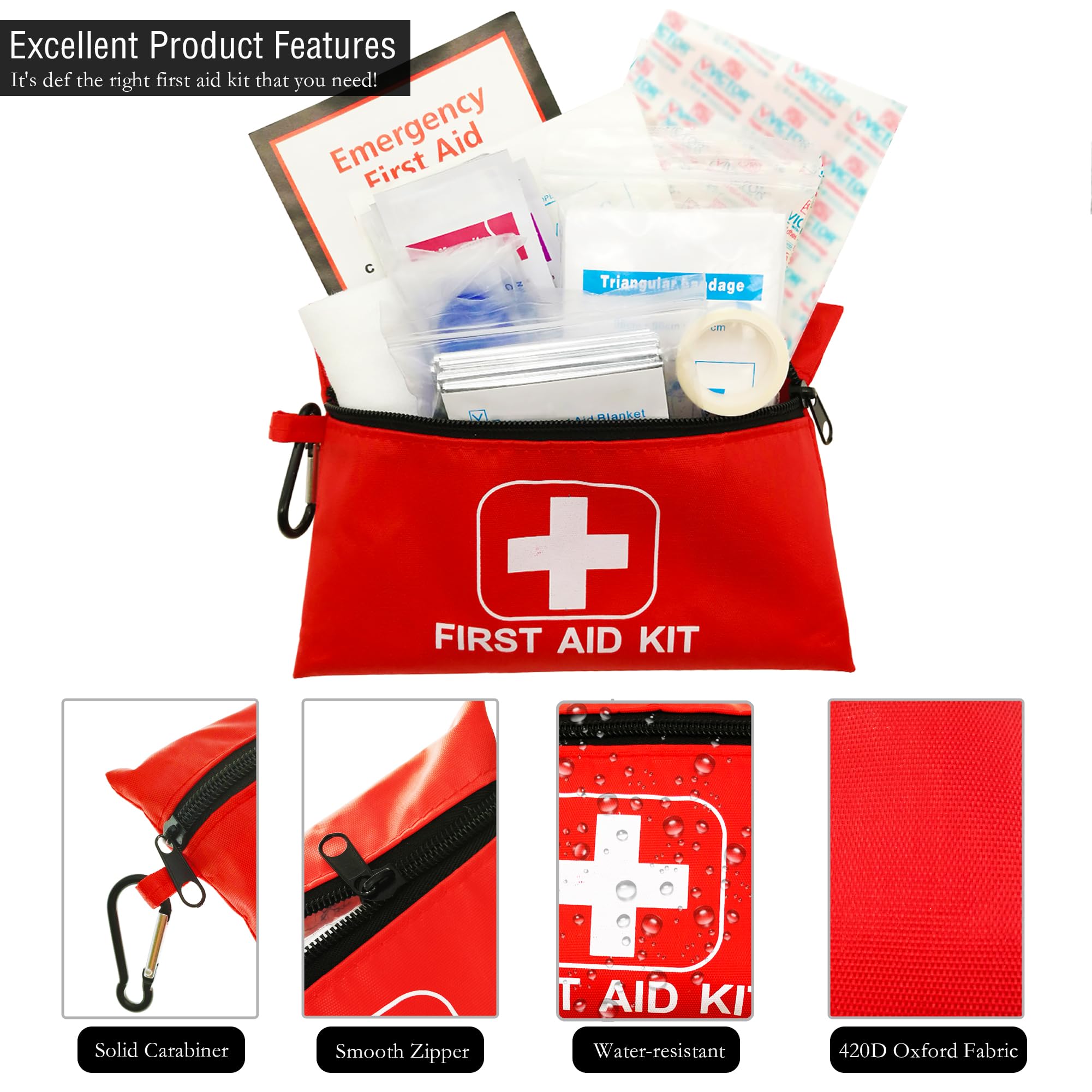 VirKech 166-piece contents for quick outdoor wound care and minor injuries.