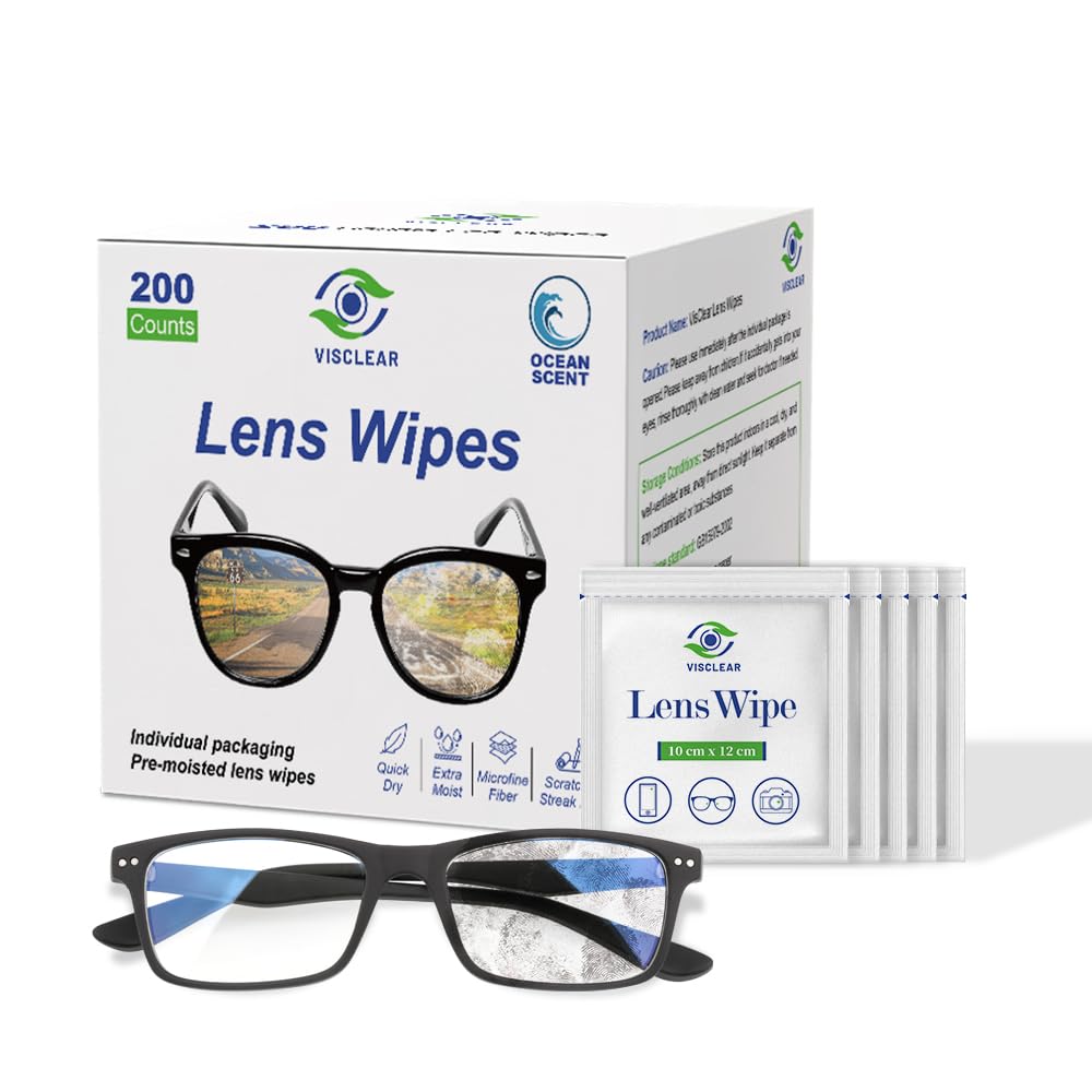 VisClear lens wipes in individually wrapped sachets for on-the-go cleaning.