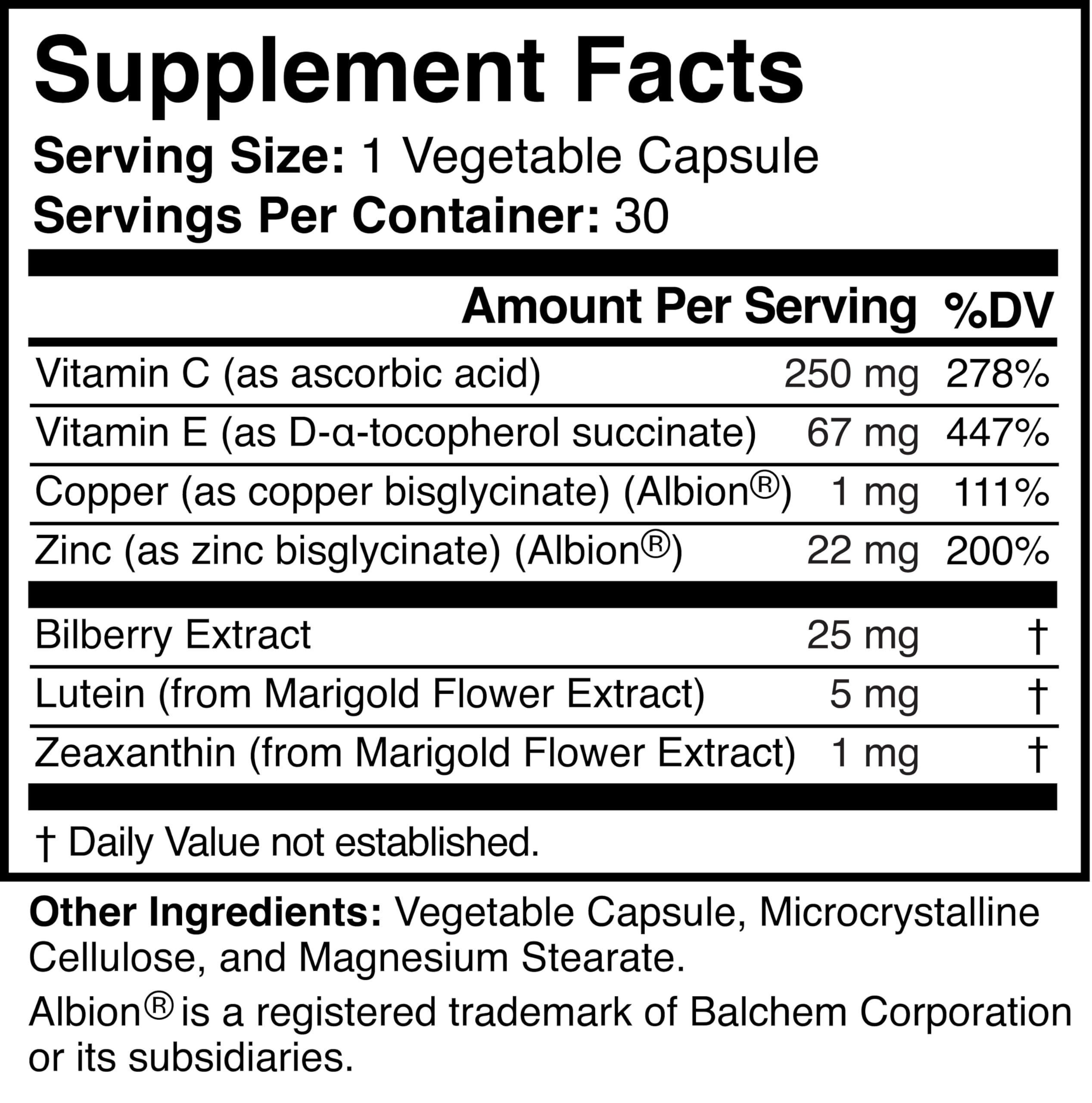Visigard natural ingredients graphic highlighting plant-based ocular support.