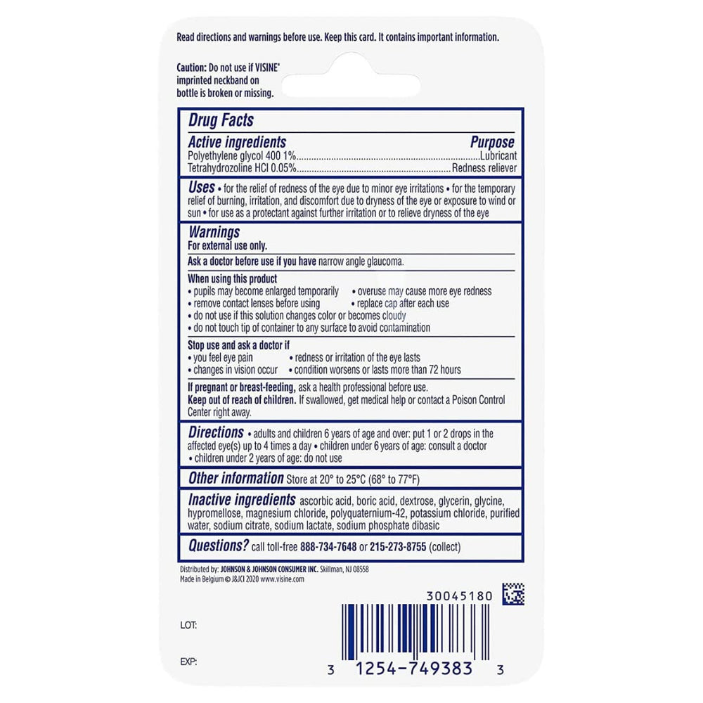 Visine Advanced Relief eye drops in use example suggests discreet, quick soothing application.