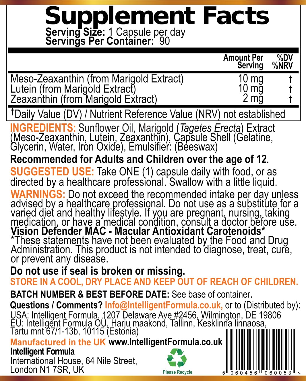 Vision Defender MAC 90-day supply packaging showing three months of capsules.