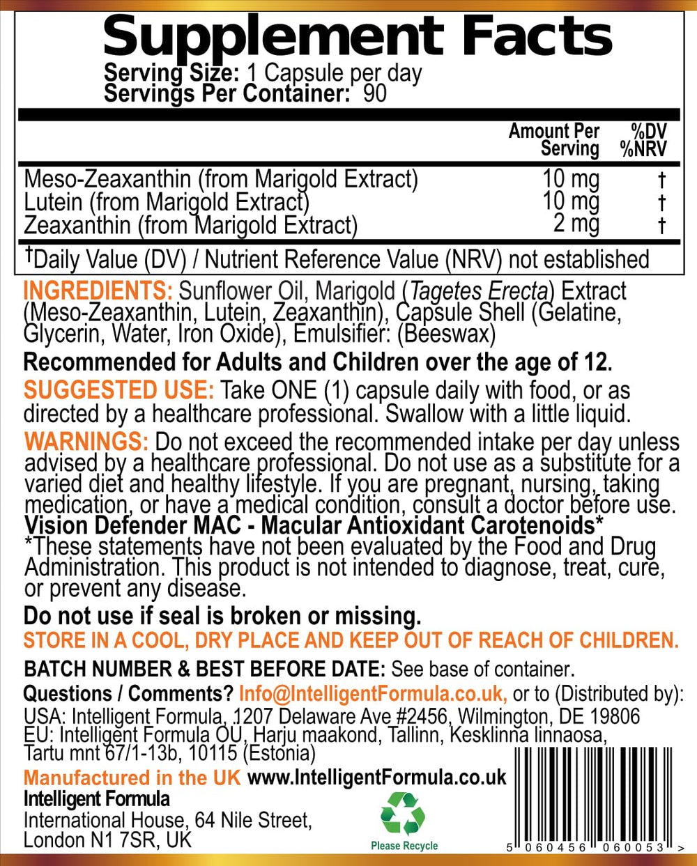 Vision Defender MAC 90-day supply packaging showing three months of capsules.