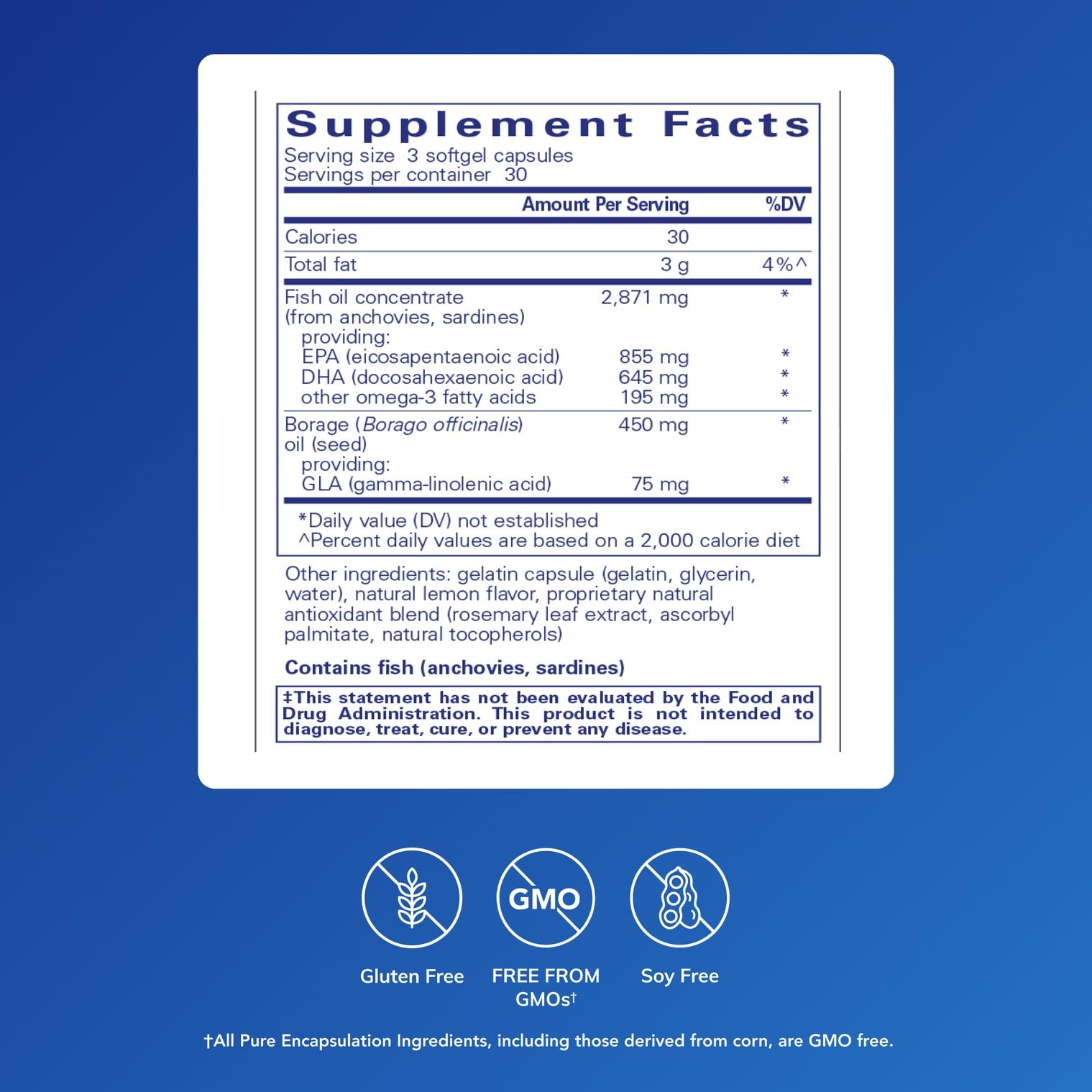 VisionPro EPA/DHA/GLA label highlights omega-3 and GLA content for eye comfort