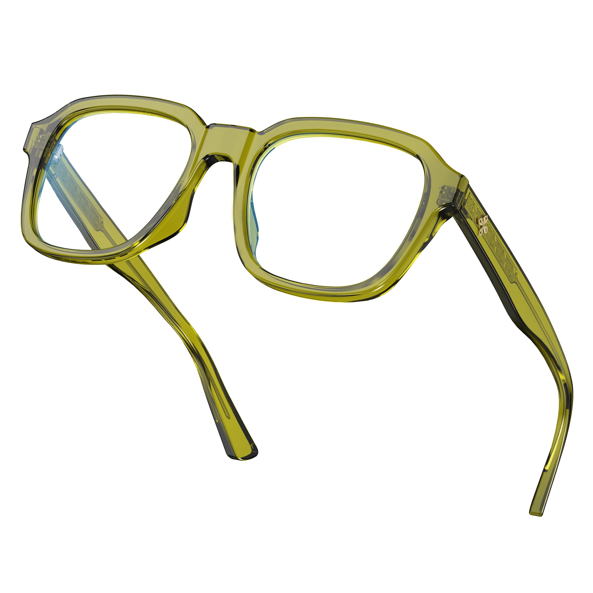 VISOONE Bennett oversized square blue light glasses, front view showing bold silhouette and clarity