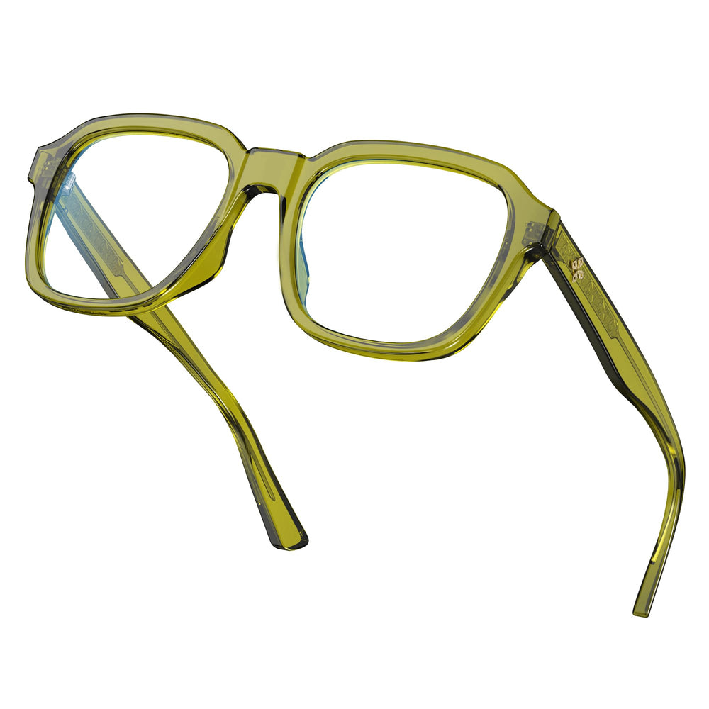 VISOONE Bennett oversized square blue light glasses, front view showing bold silhouette and clarity