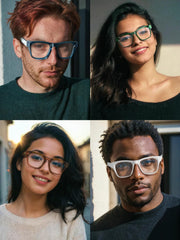 VISOONE blue-light lens close-up emphasizing anti-glare coating and clarity.