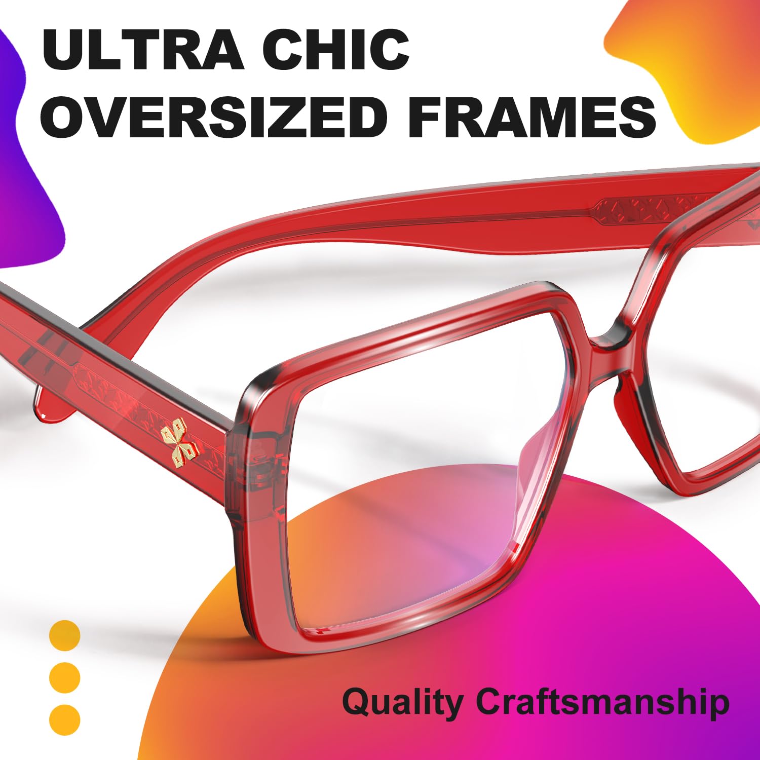 VISOONE Harvard oversized TR90 glasses bridge closeup emphasizing smooth edges