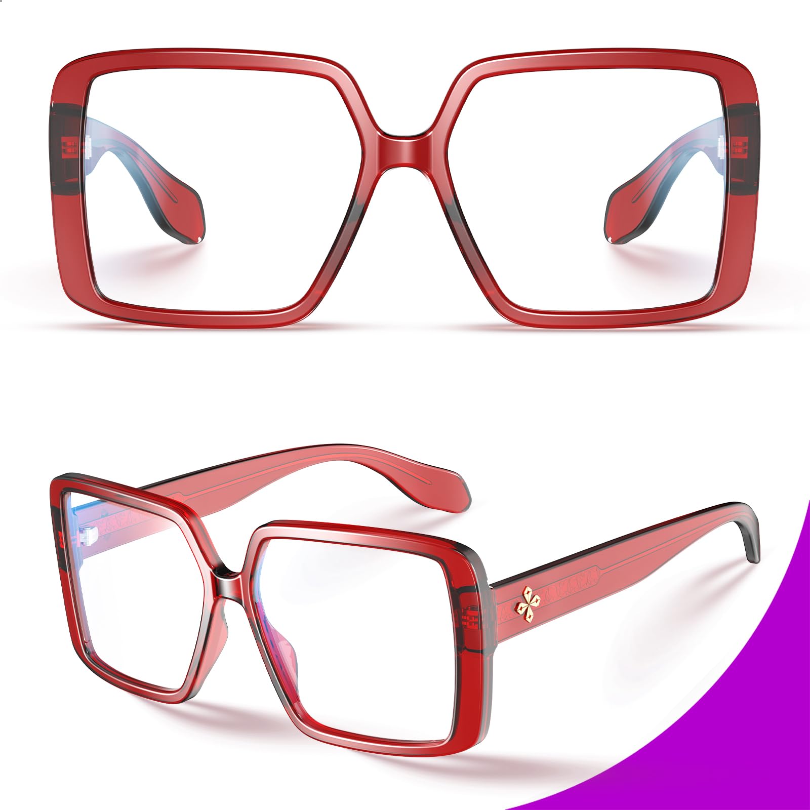 VISOONE Harvard oversized TR90 glasses top view highlighting frame silhouette