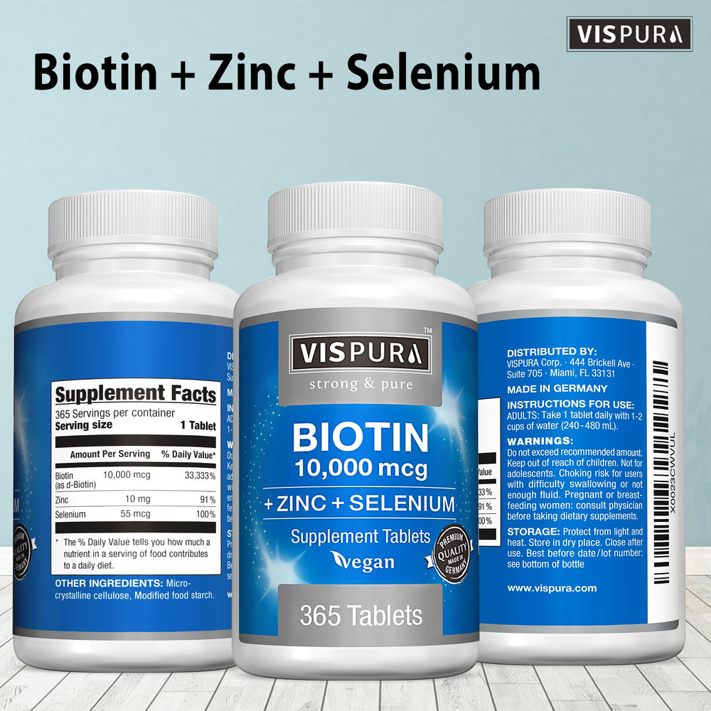 Vispura Biotin tablets prepared for long-term daily supplementation.