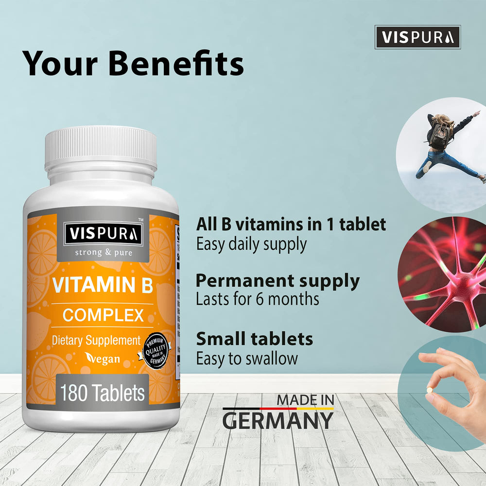 VISPURA Vitamin B-Complex label close-up showcases vegan formulation and B vitamins