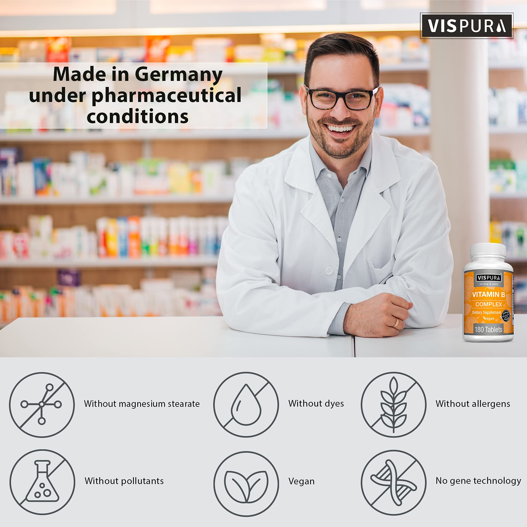 VISPURA Vitamin B-Complex daily use image suggests morning energy and focus