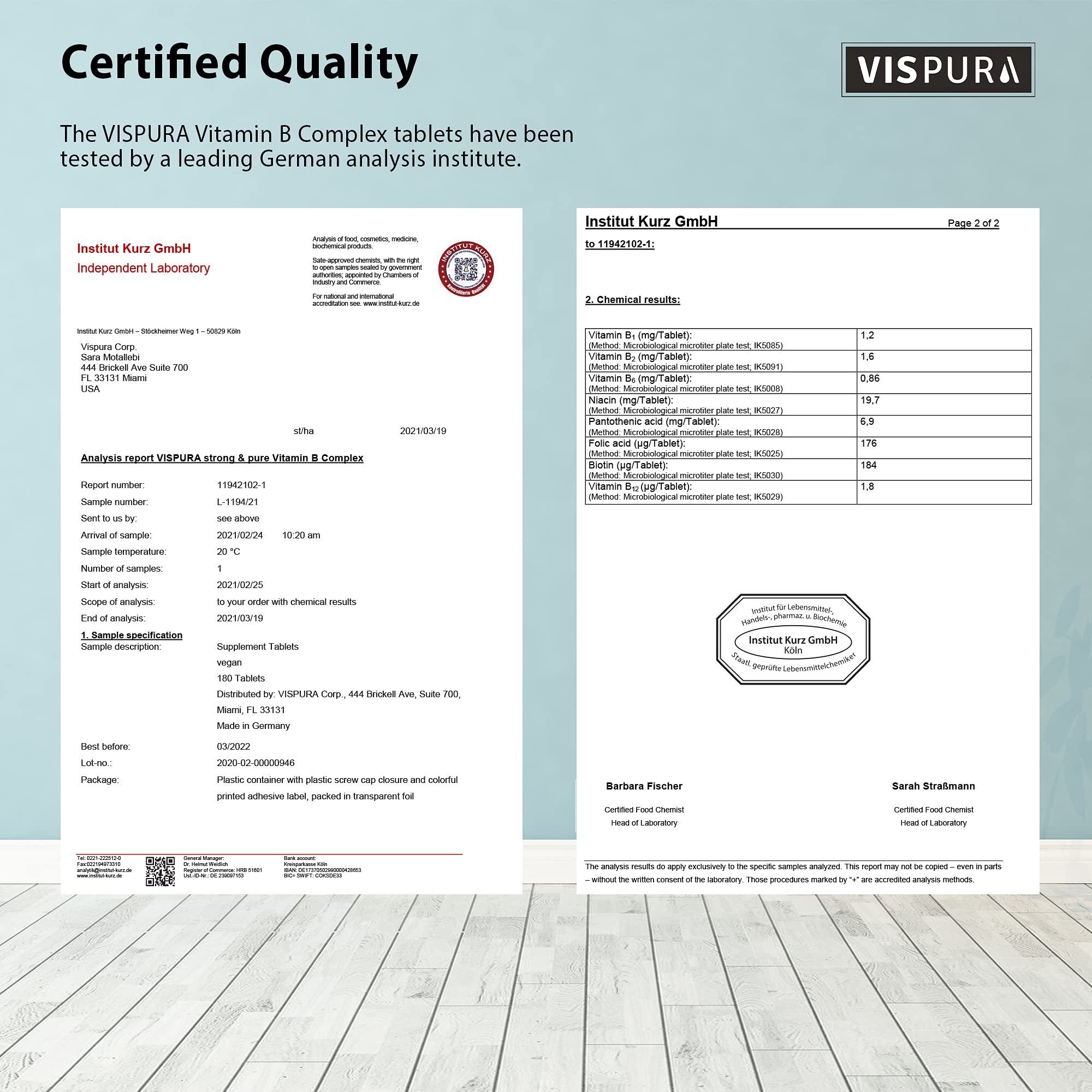 VISPURA Vitamin B-Complex vegan formulation label highlights gluten-free ingredients