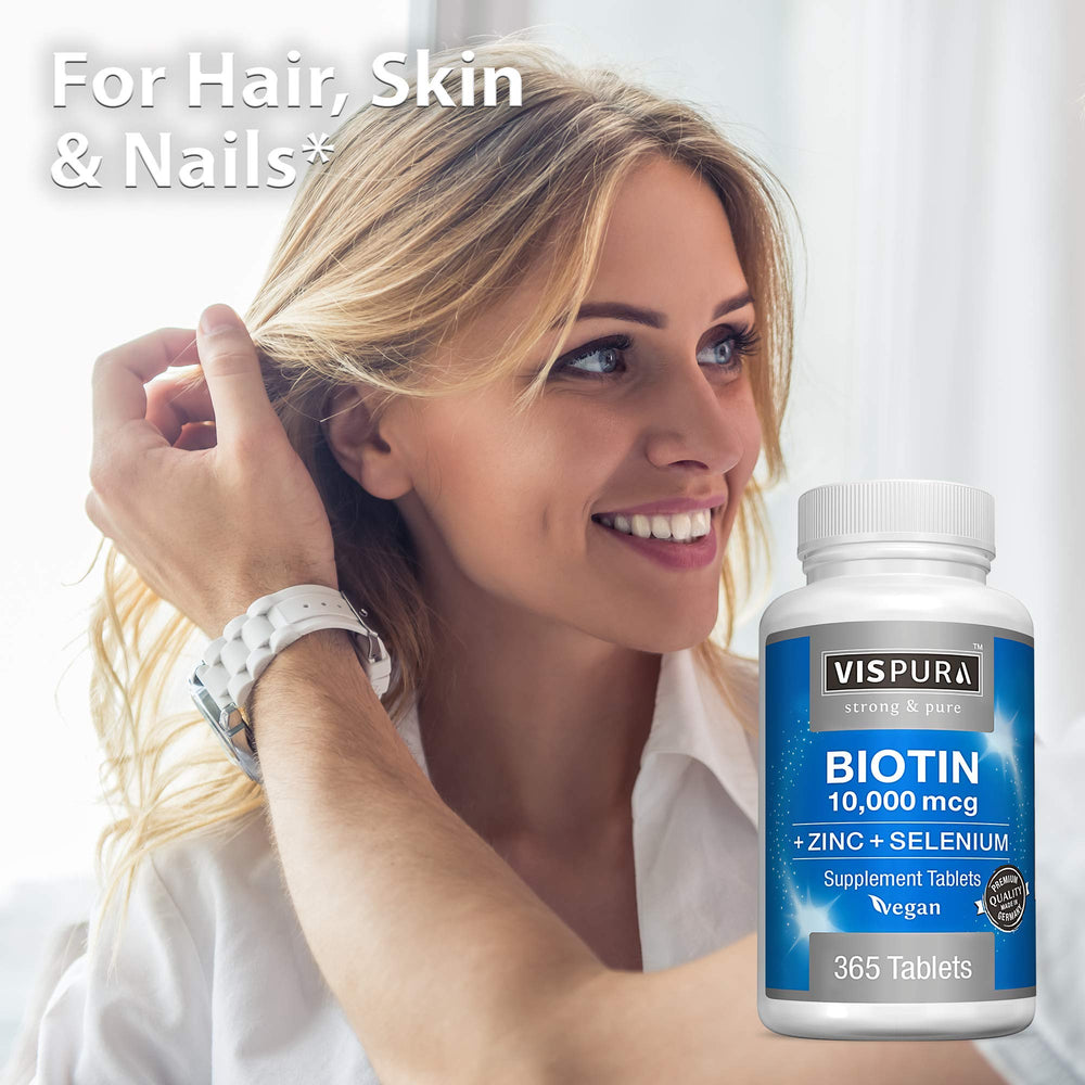 Vispura zinc and selenium on the label with biotin for balanced micronutrients.