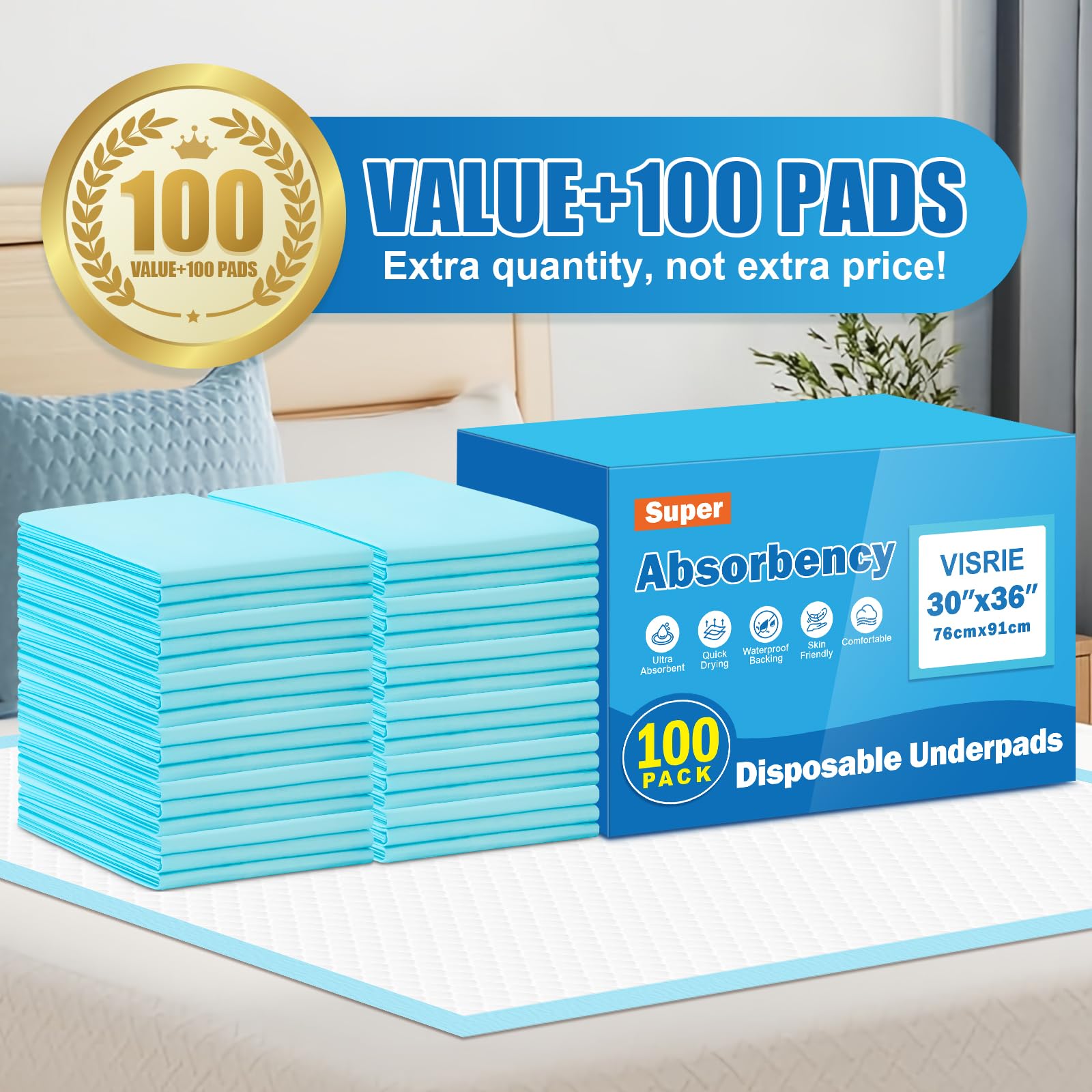 VisRIE disposable underpad offers convenient, mess-free cleanup.