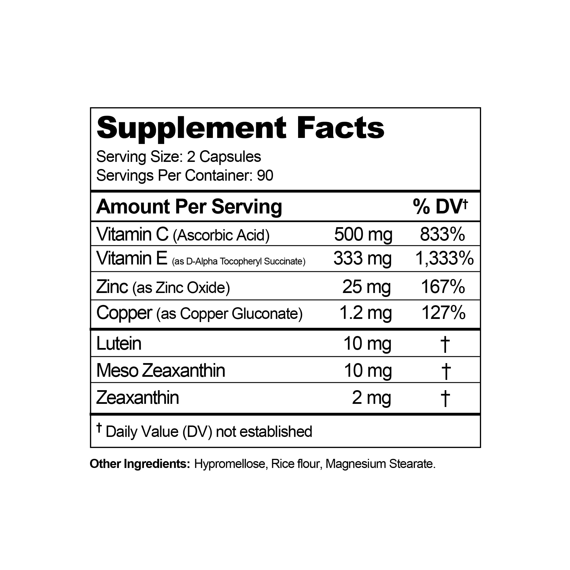 Visual Advantage antioxidant complex close-up emphasizing vitamins C and E.