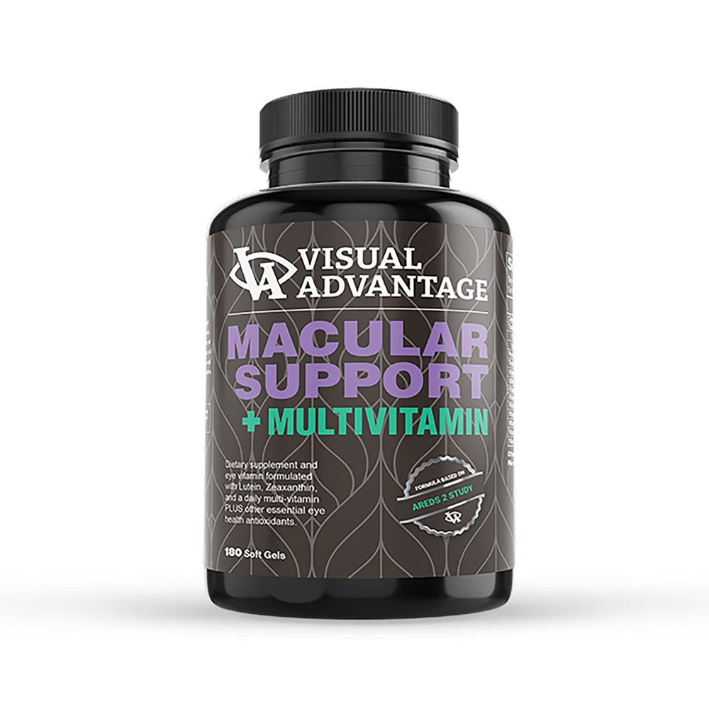 Visual Advantage Lunovus Macular bottle showing premium eye vitamin for macular support