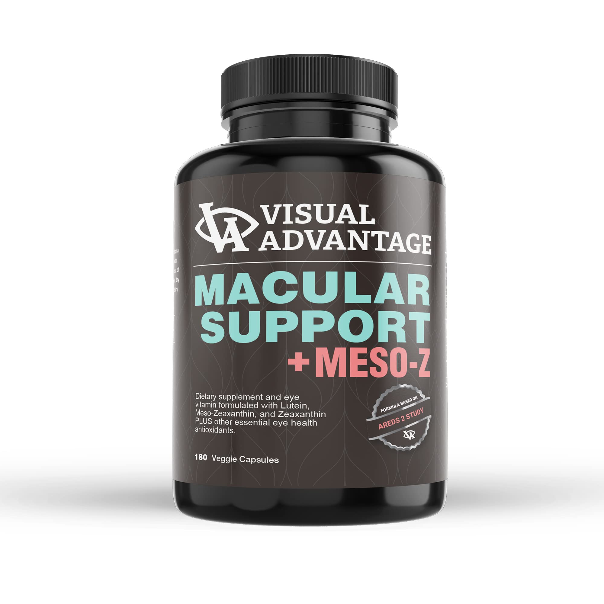 Visual Advantage Macular Support Meso-Z bottle front for daily blue light-friendly eye nutrition.
